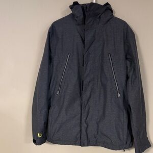 Burton Dark Gray Hooded snowboard jacket with armpit vents